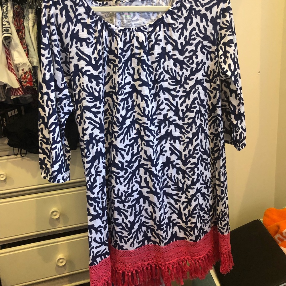 Lilly Pulitzer dress navy coral design- medium